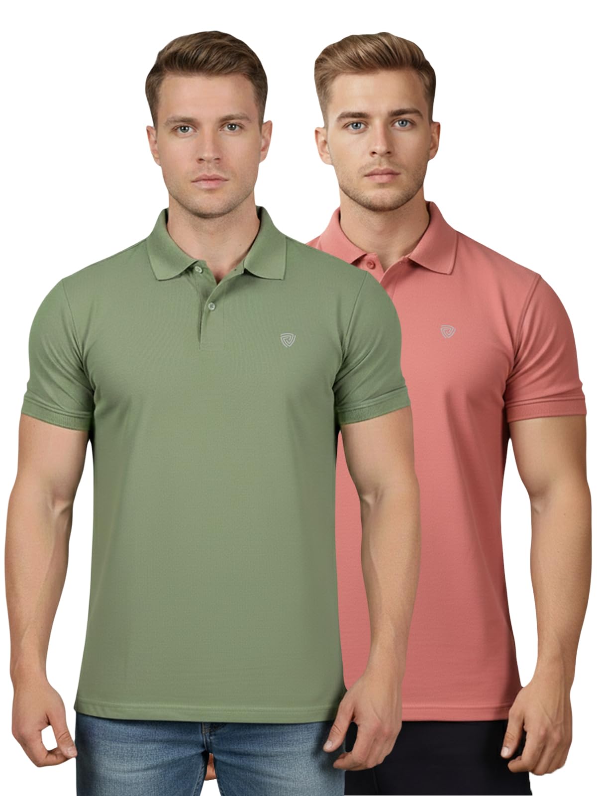 lux cozi Men's Cotton Blend Polo T-Shirt | Collar T-Shirts for Men | Half Sleeves | Plain - Regular Fit (Pack of 2)-picture-54