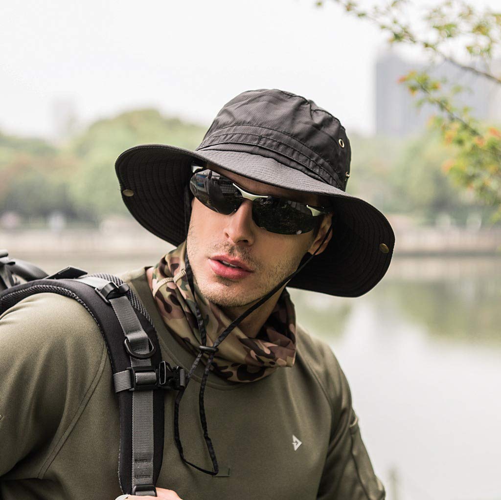 GUSTAVE Bucket Hat UPF 50 Waterproof Wide Brim Trekking Black One Size 2