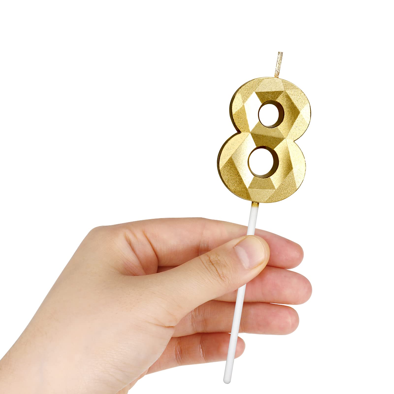 Geburtstagskerze Zahl 8 Mit Krone – Gold, 3D-Design, 8 Stück, Für Kuchen & Deko