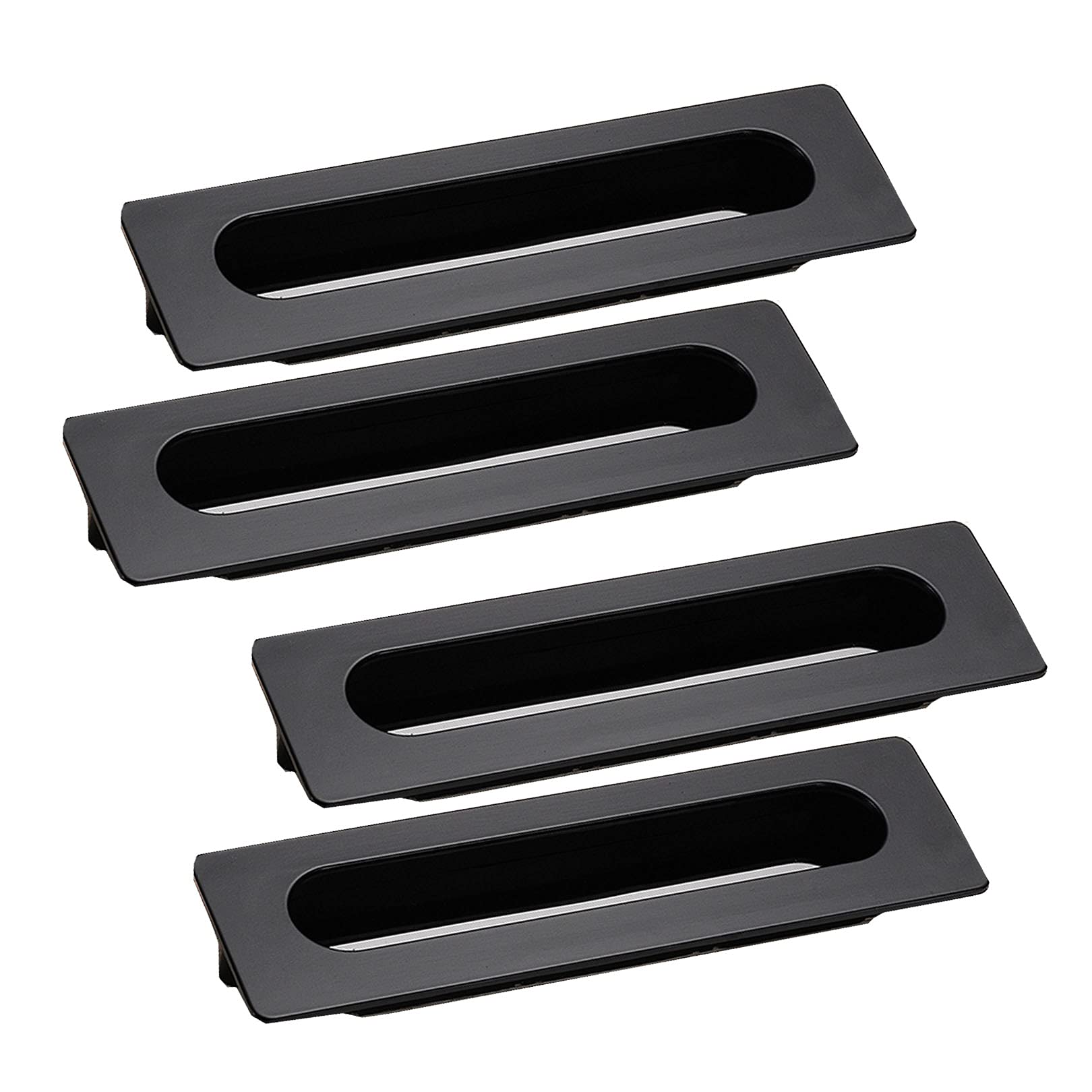 Vakorise Black Recessed Sliding Door Handles, Recessed Sliding Door Pull Handle Multiple Sizes 4 Pcs