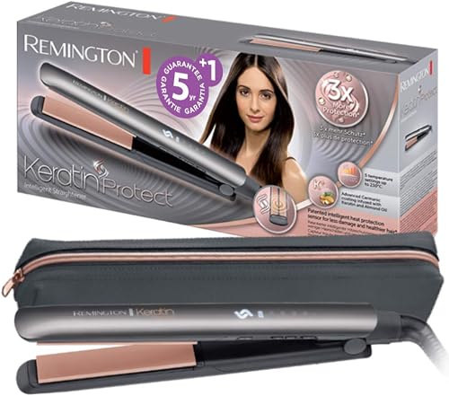 Remington Piastra per Capelli rivestimento in Ceramica e Olio di Mandorla di ultima generazione sensore di Idratazione del capello 5 Temperature Keratin Protect S8598