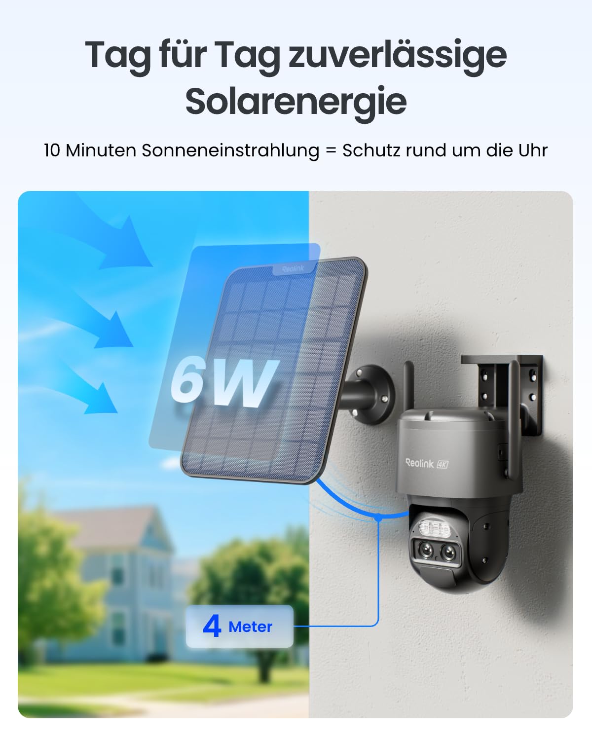 Reolink 4K PTZ Überwachungskamera Aussen Akku mit Auto-Tracking & Auto-Zoom | Dual Lens, Dual-Band WiFi 6, 30m Farbnachtsicht, KI-Erkennung, PTZ, 8MP Solar WLAN Kamera Outdoor, TrackMix Grau+Solarpanel