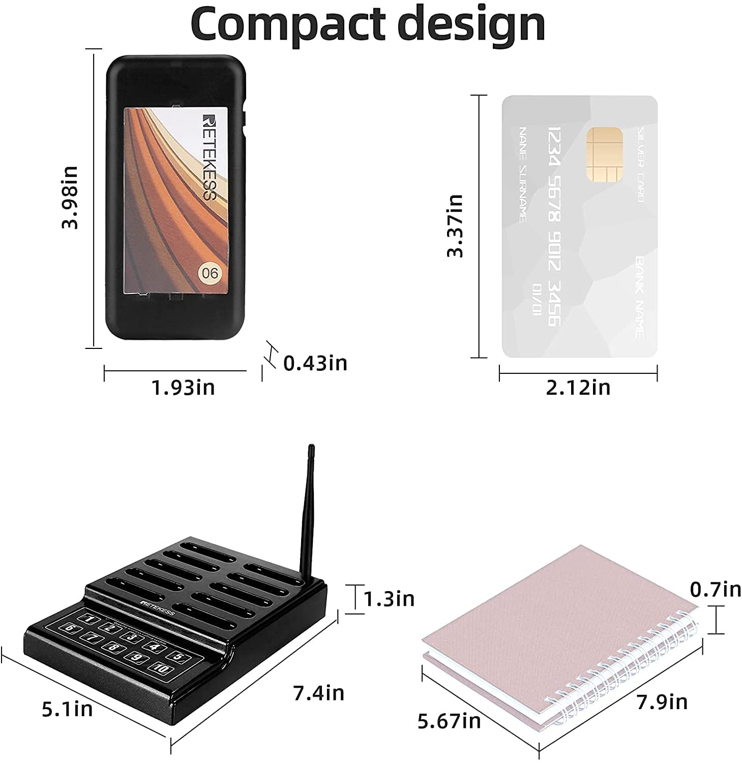 Retekess TD174 Restaurant Pager System, Long Working Distance Pager