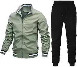 Conjunto esportivo masculino de 2 peças com zíper completo