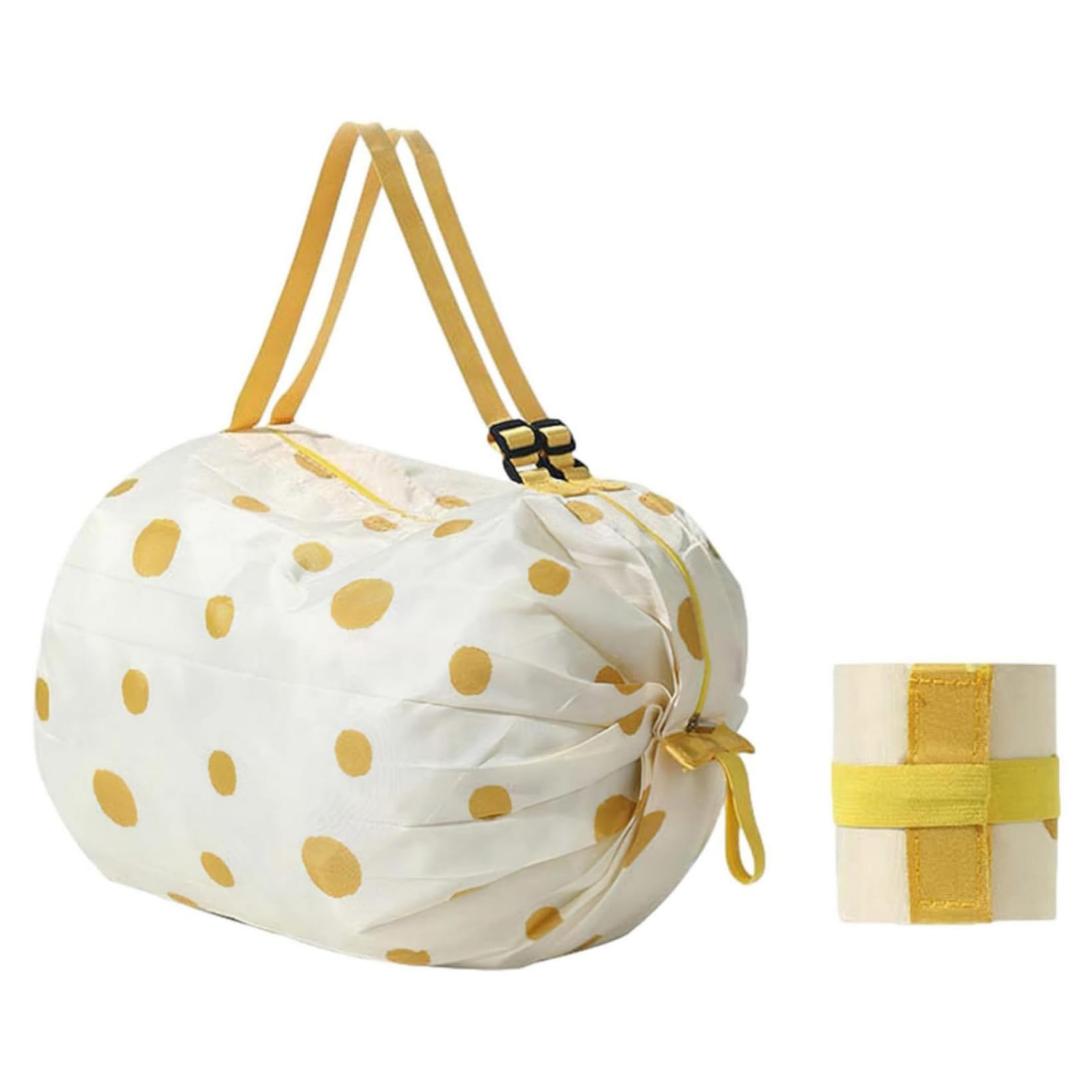 Meoliny Foldable Shopping Bag,Compact and Durable Outdoor Storage Bag.(Yellow dot).