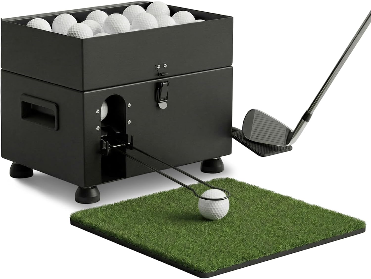 Range Reload Golf Ball Dispenser, Automatic Golf Ball Tee Up Machine for Driving Range, Golf Ball Launcher with 5 Rubber Tees - 60 Balls Capacity, Golf Training Equipment & Golf Simulator Accessories