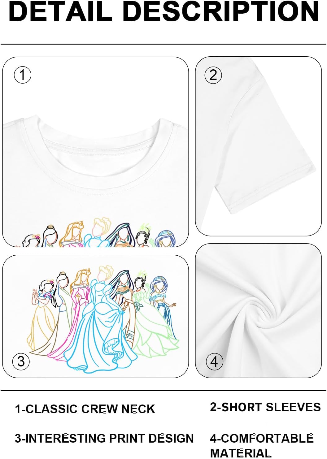 Magical Shirt for Women Cute Princess Dress Graphic Shirts Oversized Family Vacation Tee Casual Short Sleeve Tops - Image 7