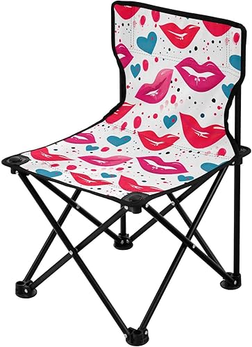Miniatura 4 de Al aire libre plegable rojo rosa labios día de San Valentín sillas de camping para adultos silla de camping portátil silla de césped ligera 202a5120