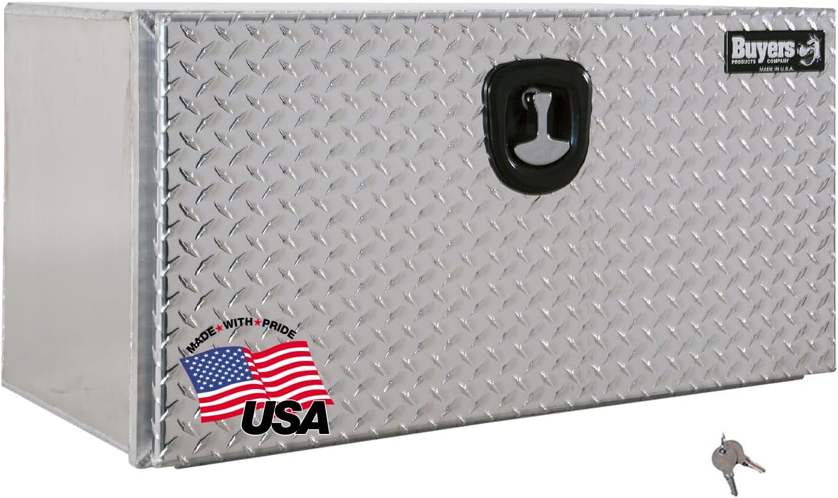 Buyers Products 1706403 Pro Series Underbody Truck Box With 3-Point Compression Latch, Smooth Silver Aluminum, Made in the USA, 18 x 18 x 30 Inches, Truck Tool Box For Storage & Organization