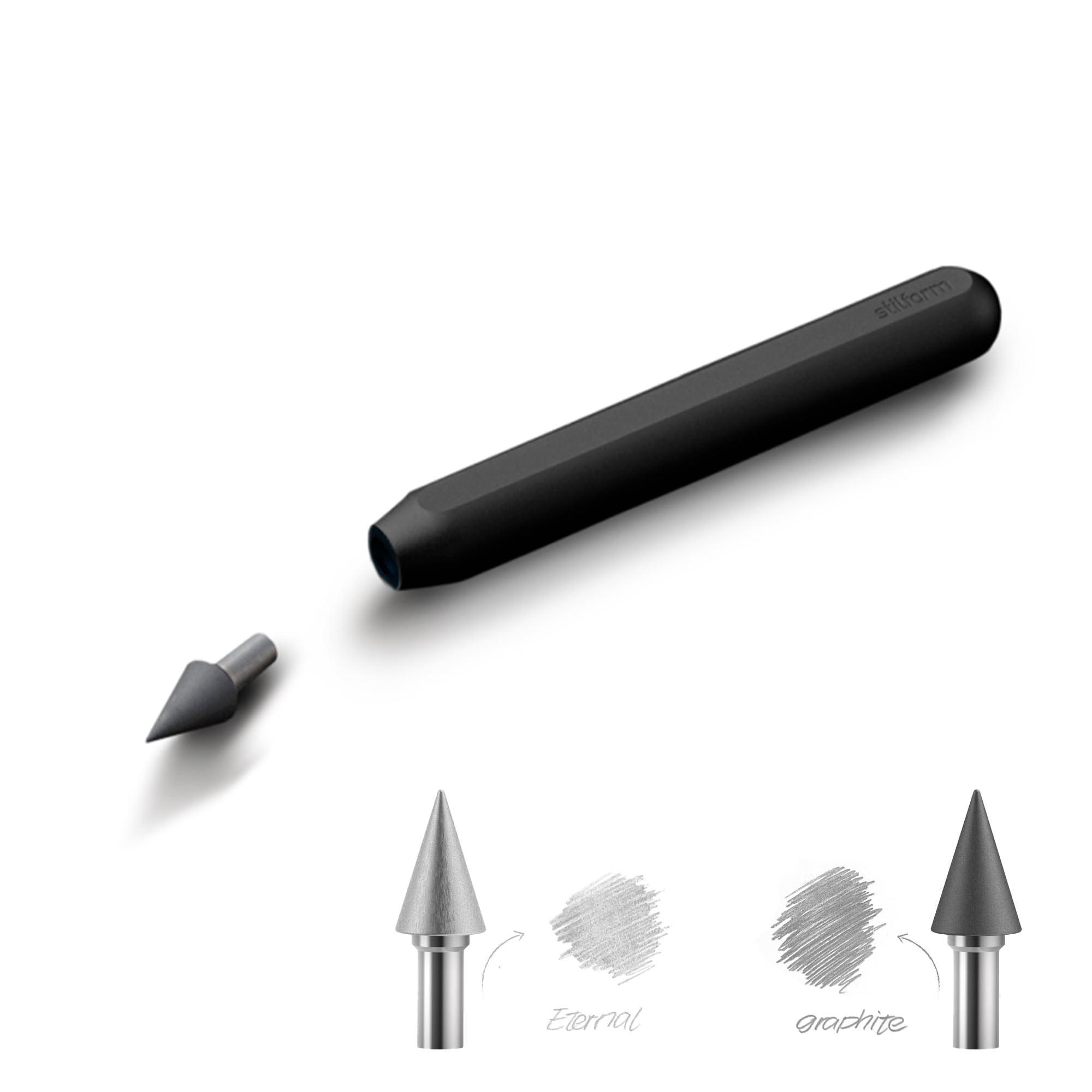 200527 AEON Nano Mini-Blei-Stift, aus Aluminium – mit magnetischer Graphit-Spitze, wechselbar - Warp Black