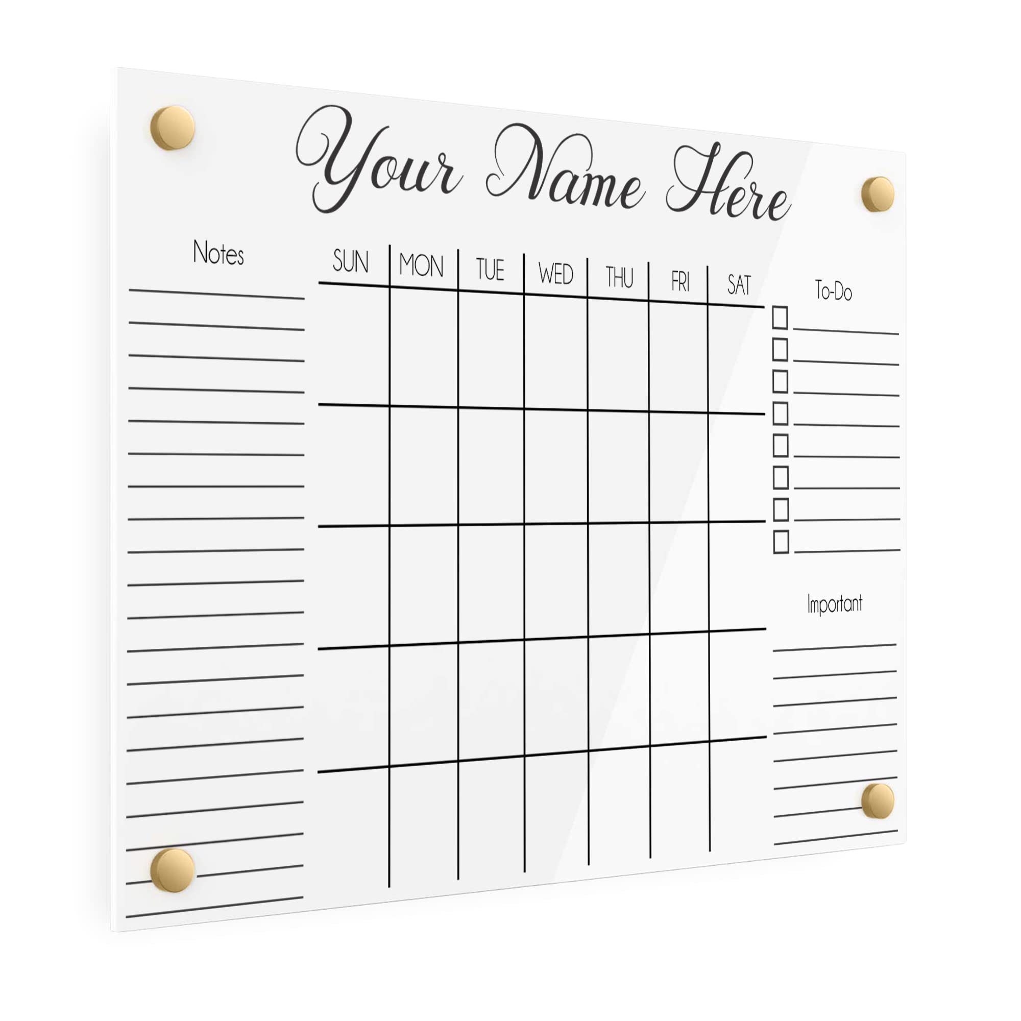 Acrylic Calendar for Wall - Ships Next Day, Made in America, Clear Dry Erase Planner for Home, Office, & Family, Glass Calendar Alternative, Easy to