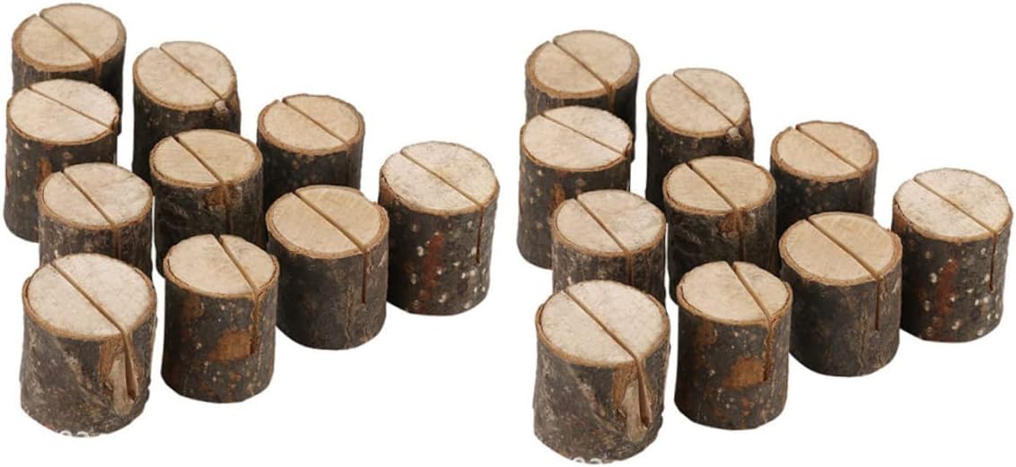 IMIKEYA Unique Wooden Tree Stump Photo Holders Memo Clips for Desktop Charcuterie Boards Accessories Display Holders