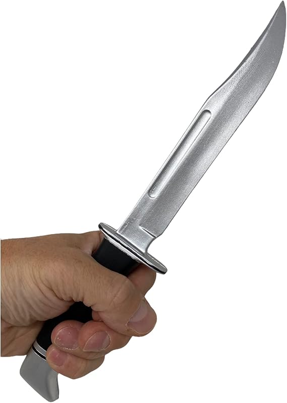 Rubber Johnnies Woodsboro Stab Knife, Con Safe, 30cm Long, Black Handled, Halloween Movie Prop, Ghost Screams, Buck Horror Prop