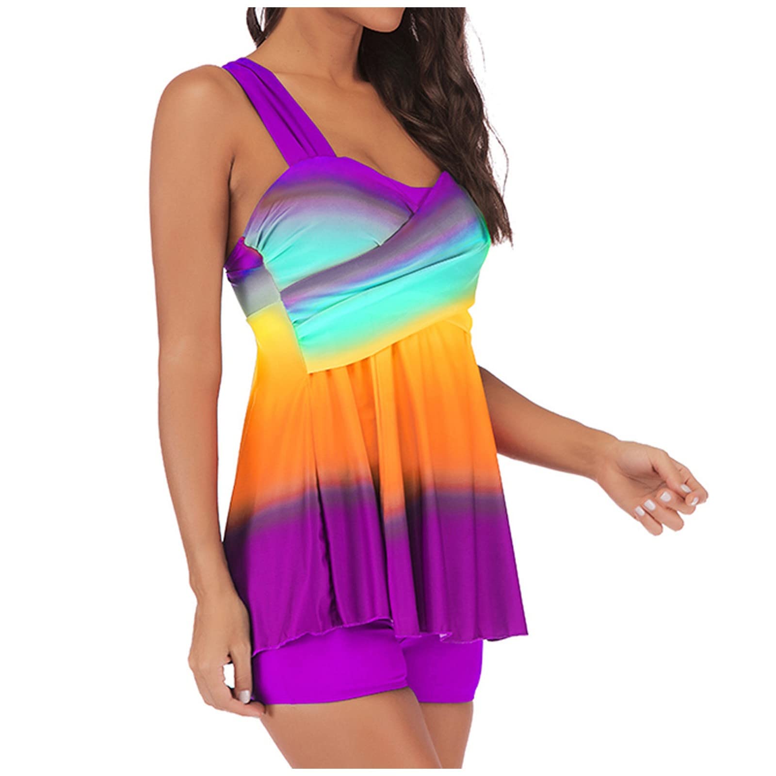 BUKKNYE Bathing Suits for Women Over 50 Bathing Suit Women Womens Swim Suit Cutout Swimsuit One Piece Swimsuit Women Mom Swimsuit Purple