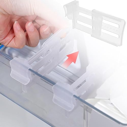 Miniatura 6 de Juego de divisores retráctiles para refrigerador, clips organizadores de puerta de refrigerador ajustables para almacenamiento de alimentos