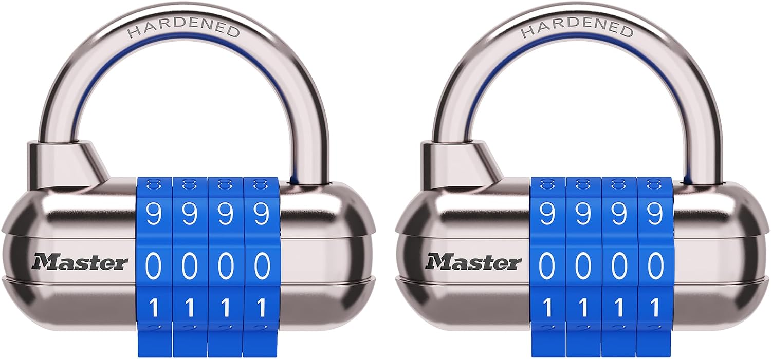 Master Lock Set Your Own Combination Padlock, Gym Locker Locks with Code for Securing Indoor Valuables, Black, 2 Pack, 1523BLKEC2