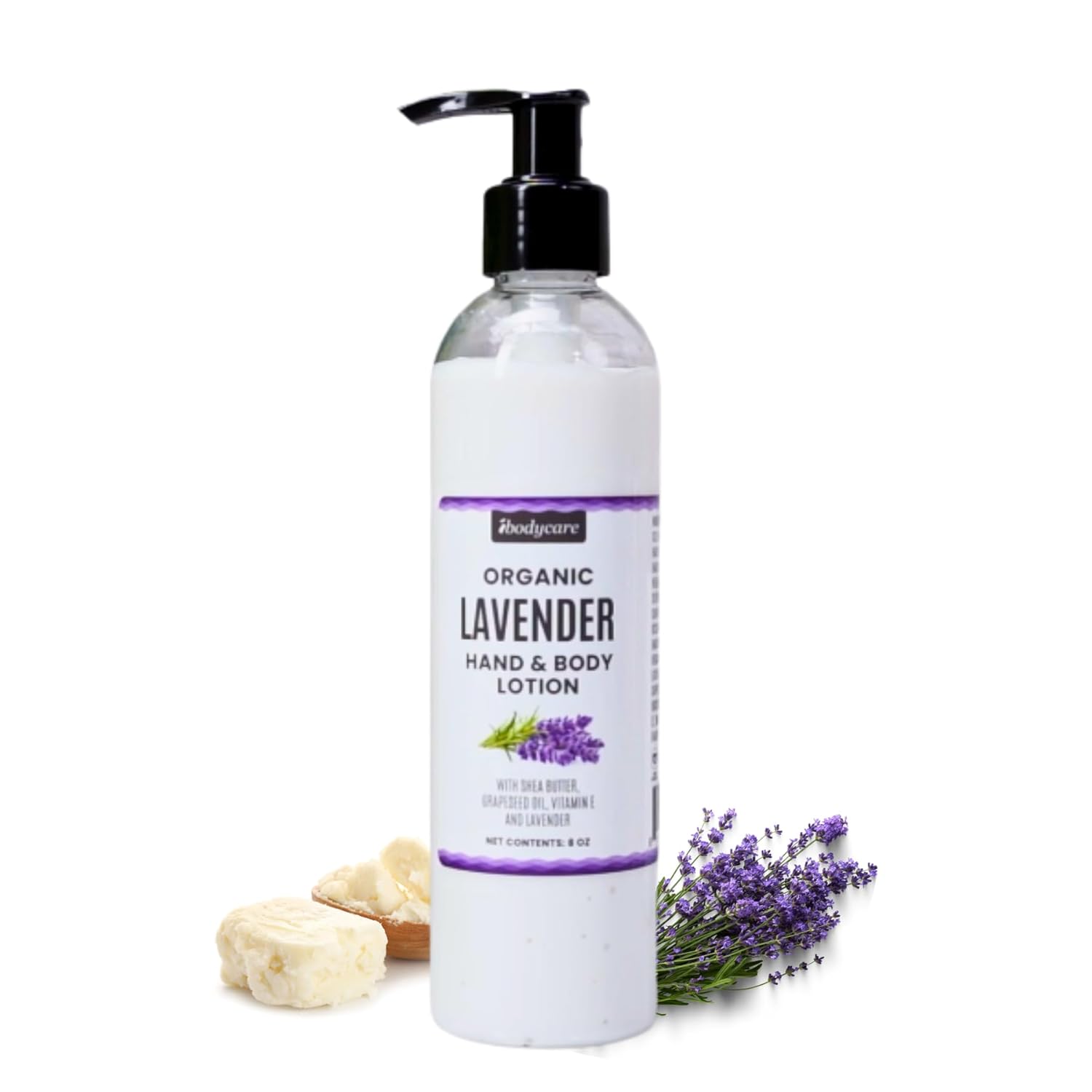 Lavender Massage Lotion Body Moisturizer with Organic Shea Butter & Grapeseed Oil, Vegan, Ideal for Massage Therapy, Spas, and Home Body Cream