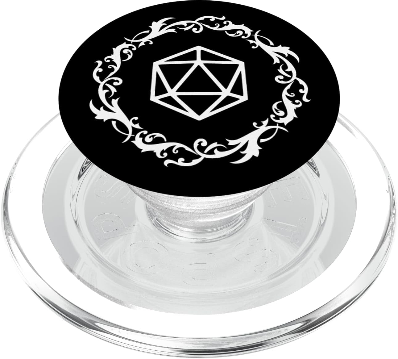 Nerdy Magical Polyhedral D20 Dice Minimalist Geeky PopSockets PopGrip: Swappable Grip for Phones & Tablets PopSockets PopGrip for MagSafe
