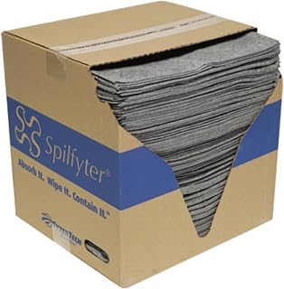 Spilfyter DB-70 Medium Duty Universal Absorbent Pads 16x18" 200ct | Fast Absorb Oil Water Solvents Coolants | Spill Control for Shops Factories