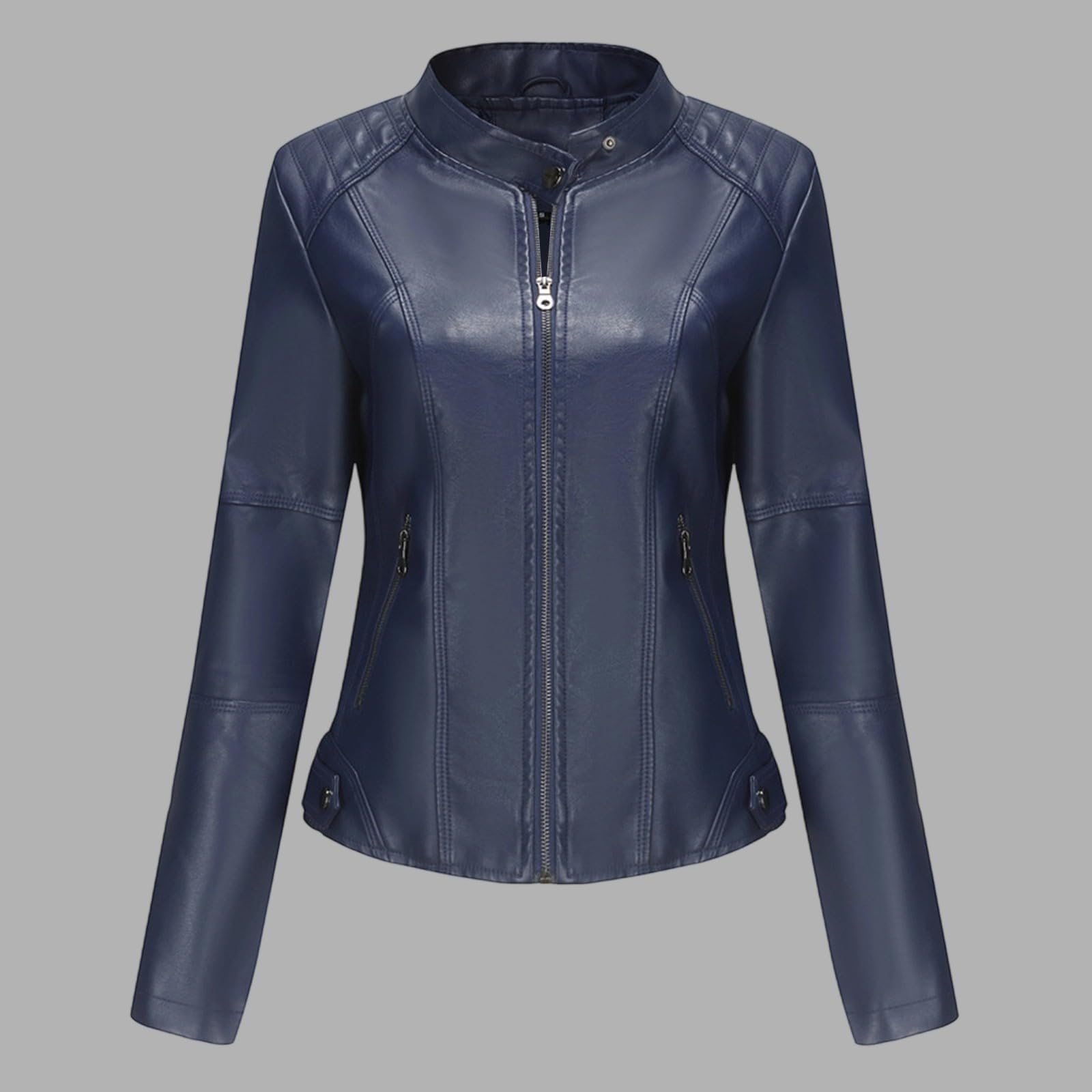 Cocila Veste En Cuir à Manches Longues Pour Femmes Manteaux Vestes De Moto Manteau Ronde Veste Printemps Femmes Only Jean Courte Marron Aviateur Mi Saison Sport ImperméAble Hommes Sans Manche