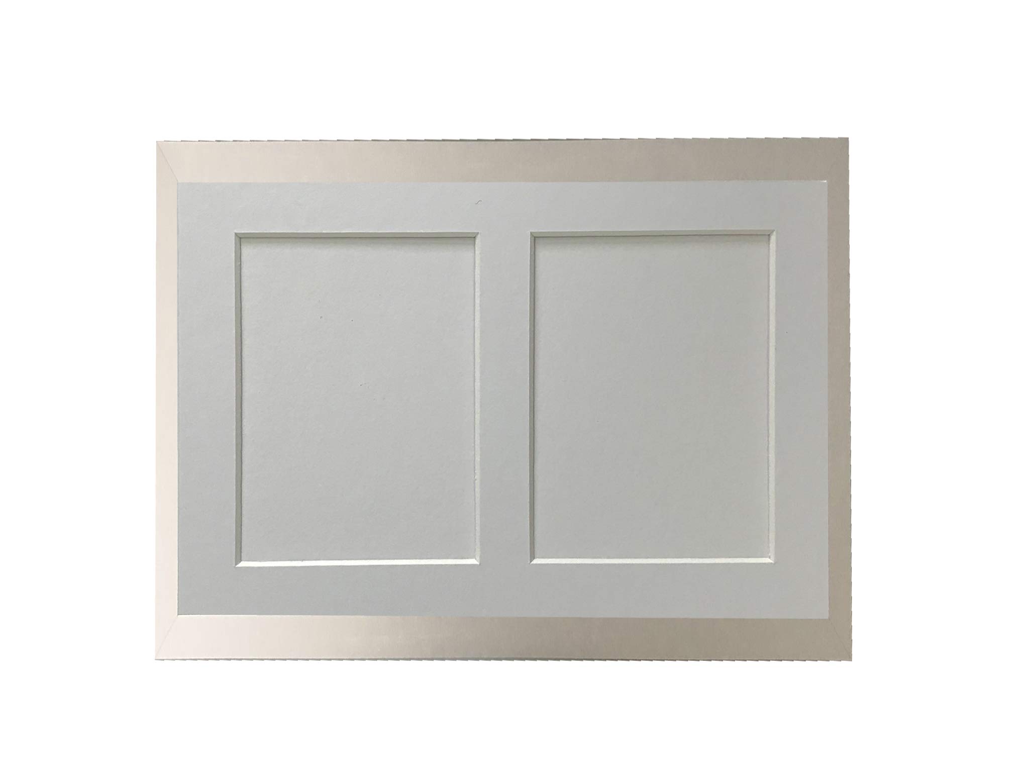 H7 Silver Picture Photo Frame with White 5 x 3.5 Inch Two Aperture Mount