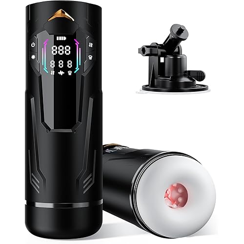 Sex Toys for Men Male Masturbator - Pocket Pussy Mens Sex Toy with 8 Sucking & Thrusting & Vibrating, Adult Toys Penis Pump Male Stroker, Sex Machine LCD Display & Suction Base