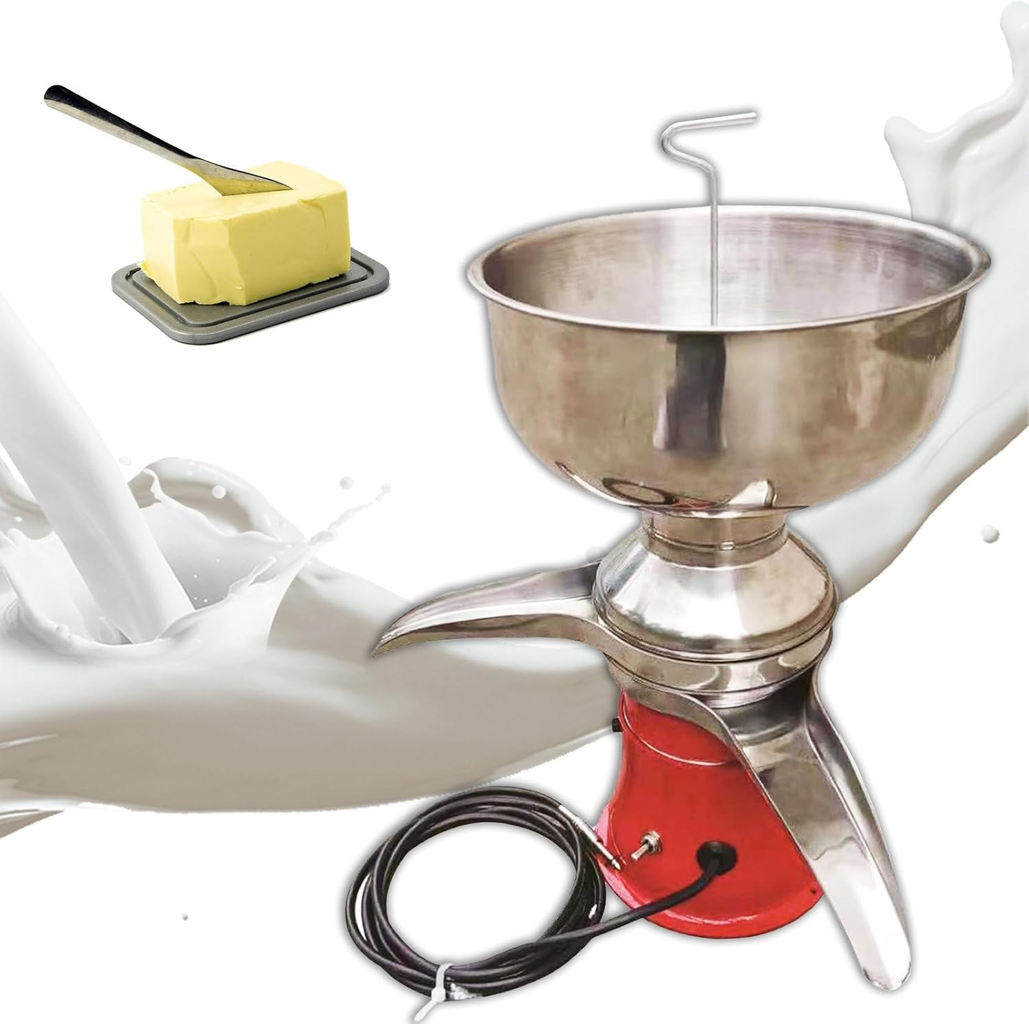 Dairy Professional Whipped Cream Dispenser Electric Milk Cream Centrifugal Separator - Stainless Steel - 8l Milk Bowl - 2in1 Professional Skimming Milk Machine/Cream Separator,for Dairy Skimming -