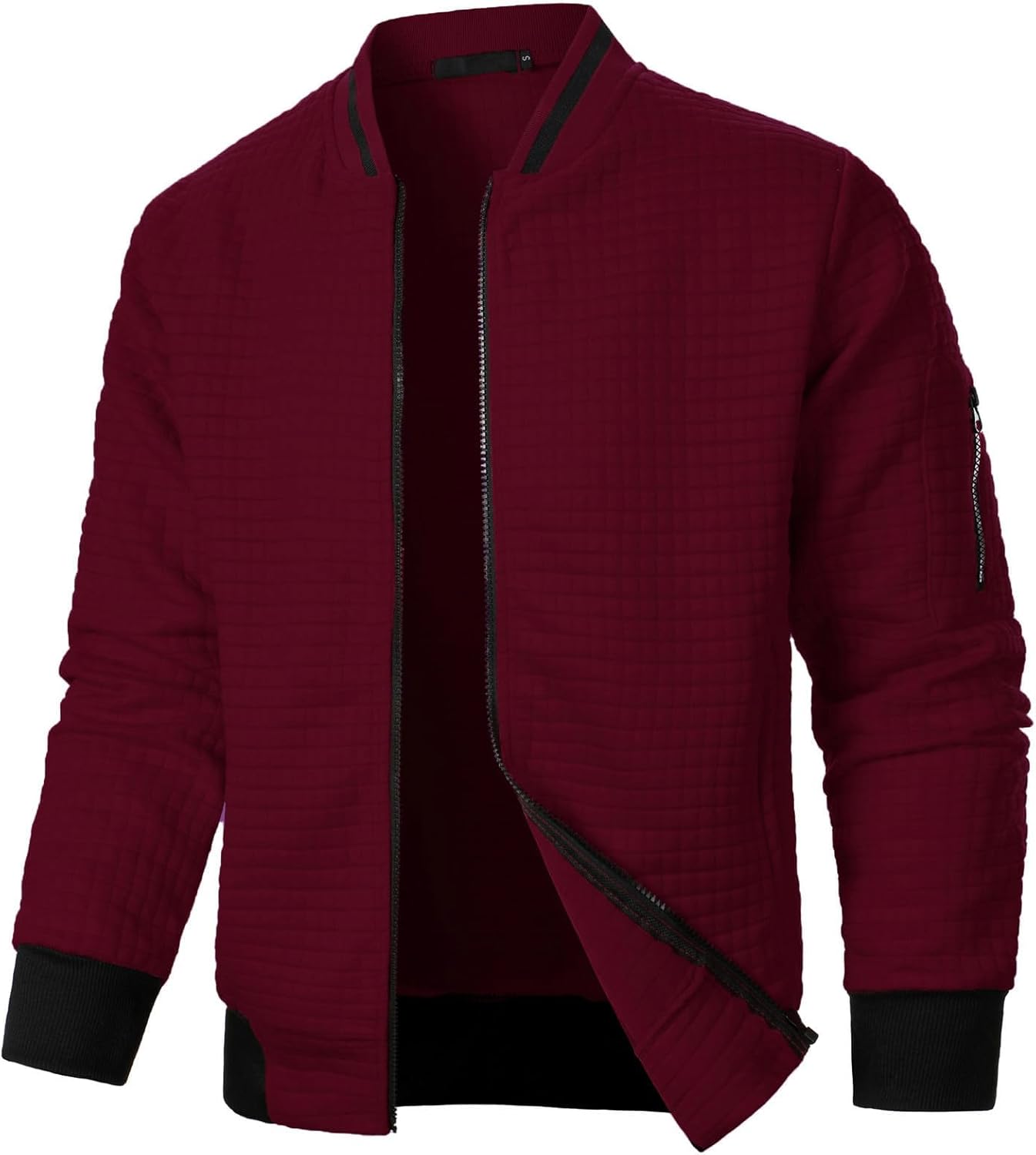 Men's Lightweight Jackets Casual Light Jackets for Men Waffle Bomber Jacket Varsity Coat with Zipper