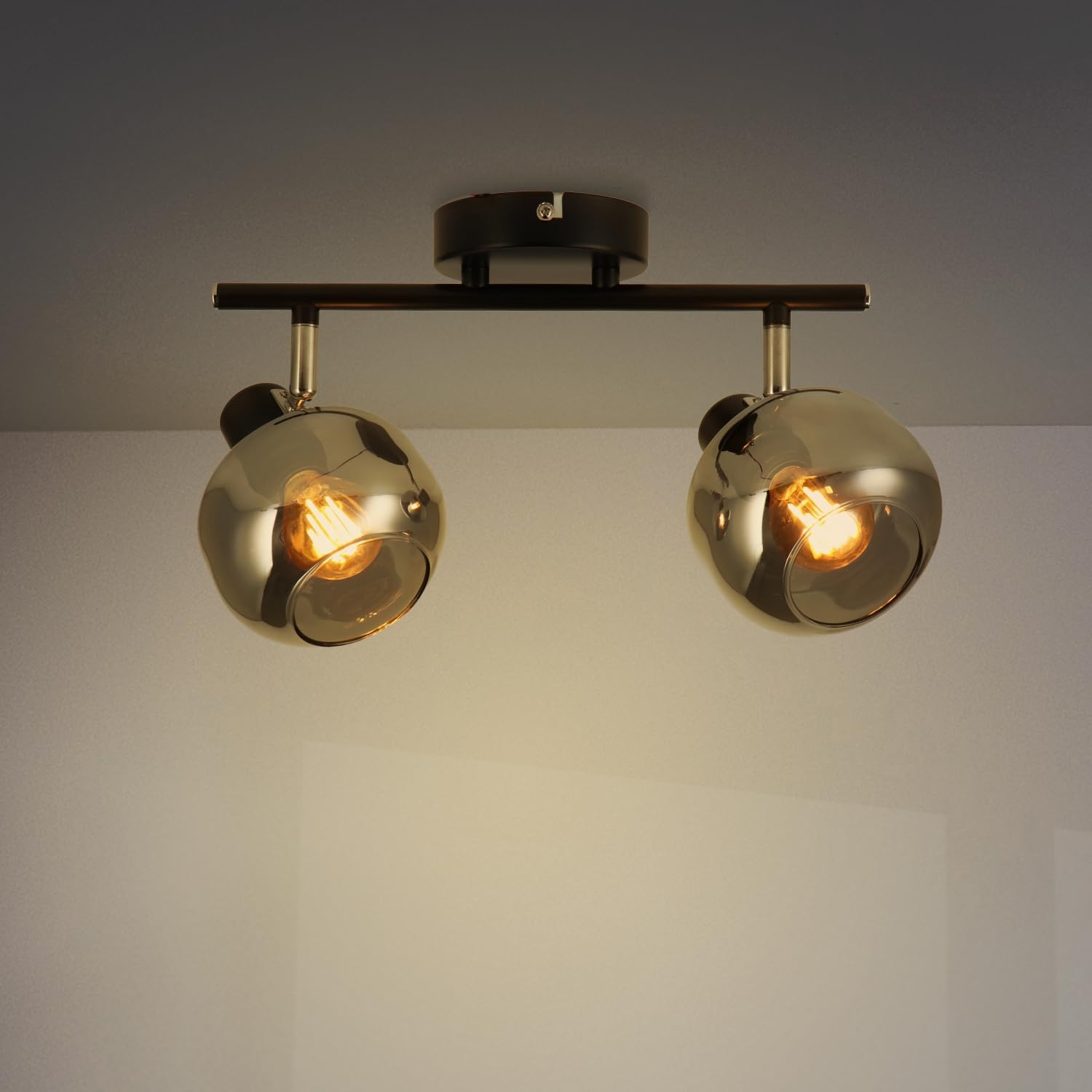 M Ledme - Glass Series 2 Spotlights, LED Interior Spotlight for Ceiling Bulbs E14, LED Interior Ceiling Light Black Finish (Bulb Not Included)