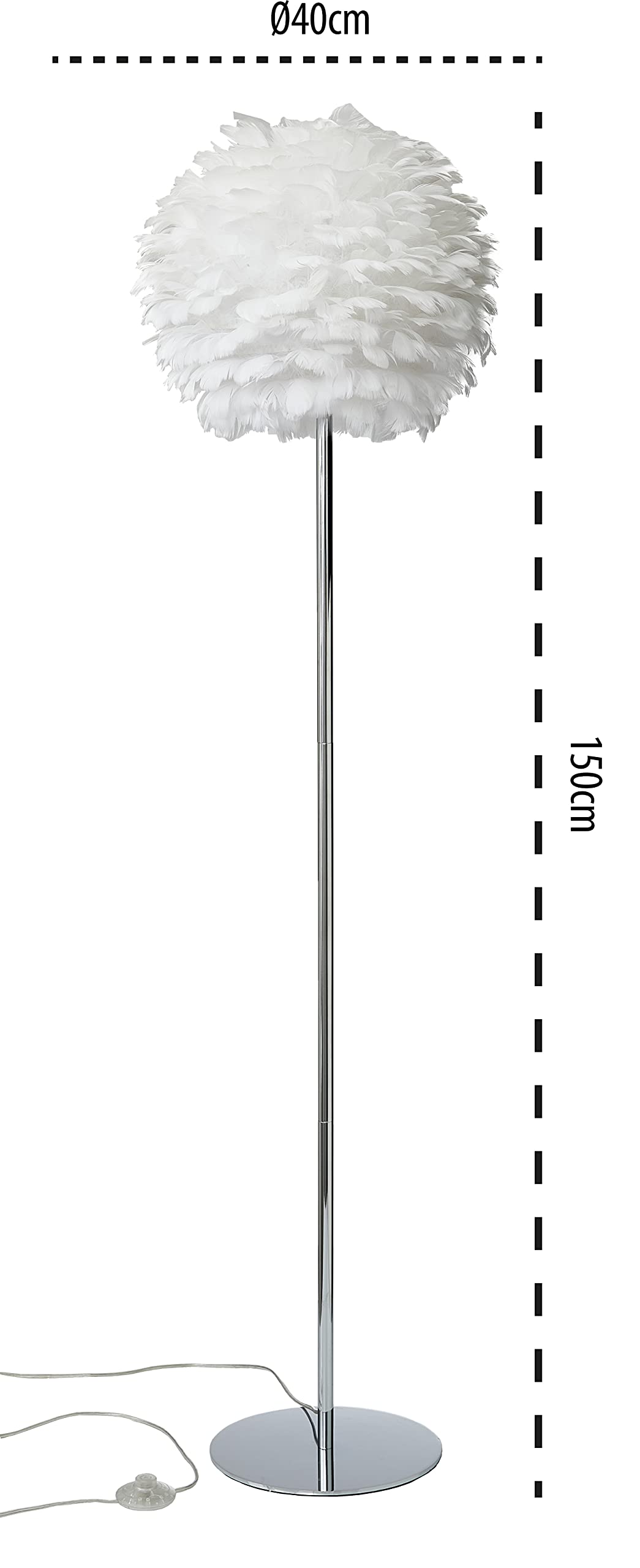 Northpoint LED Feder Stehleuchte Stehlampe Chrome Finish Metall Standfuß 150cm hoch ohne Leuchtmittel E27 Fassung