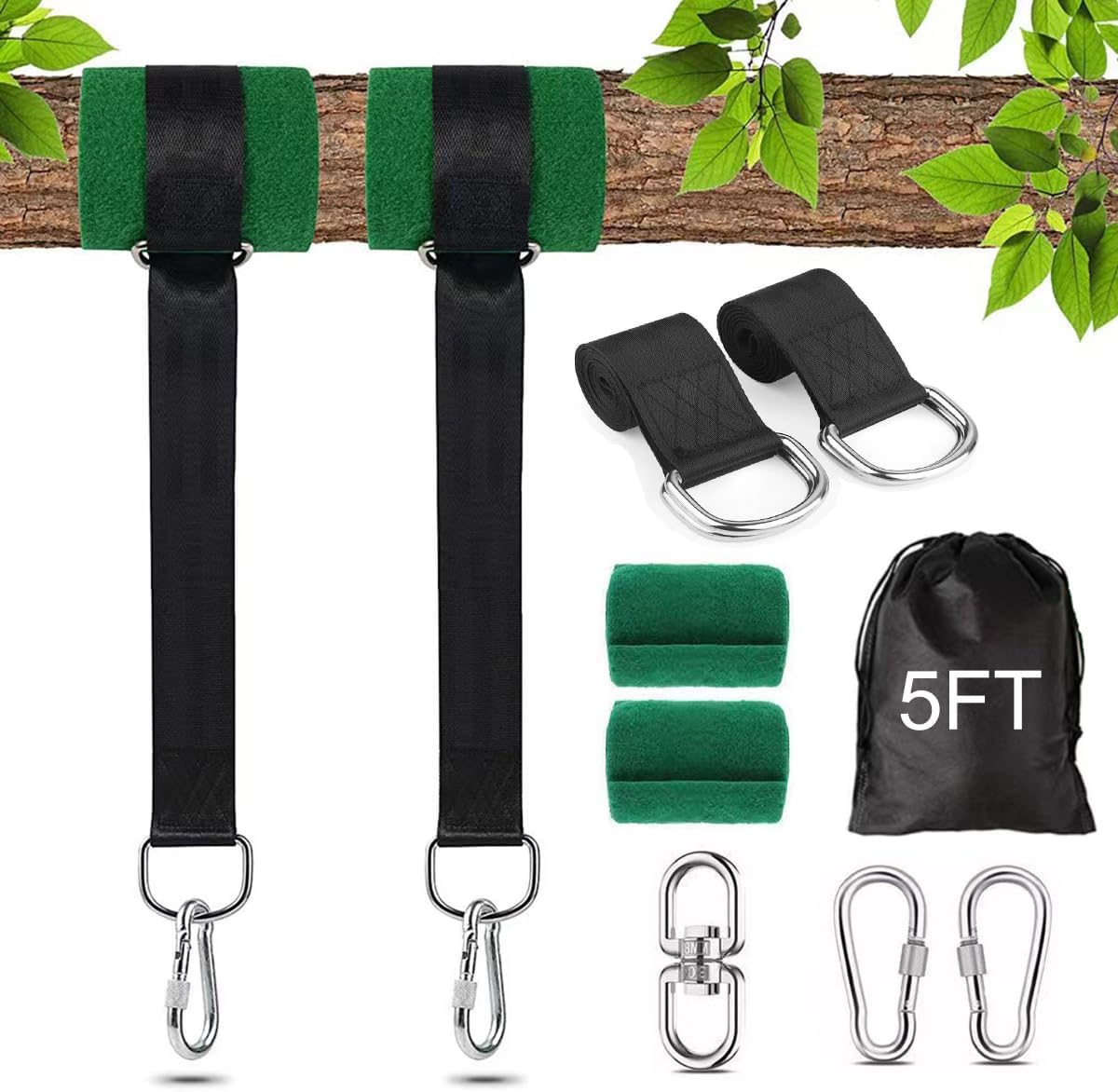 Zuorery Tree Swing Hanging Straps Kit, 5FT/10FT Hold