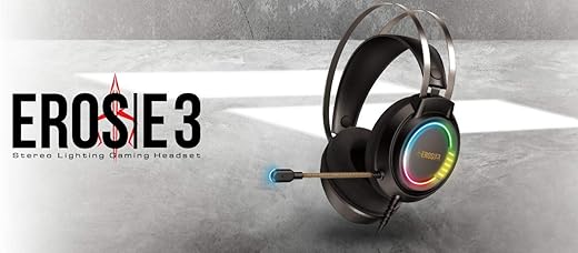 GAMDIAS Over-The-Ear RGB Wired Headset | EROS E3 | Noise Cancelling Headset with Mic | Opulent Earcups | 50mm Driver | Console Compatible | USB A…