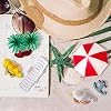 24 Pieces Hawaiian Beach Cake Decoration Green Palm Tree Cake Toppers Summer Chair Umbrella Toppers for Hawaiian Beach Theme Birthday Wedding Baby Shower Party Supplies
