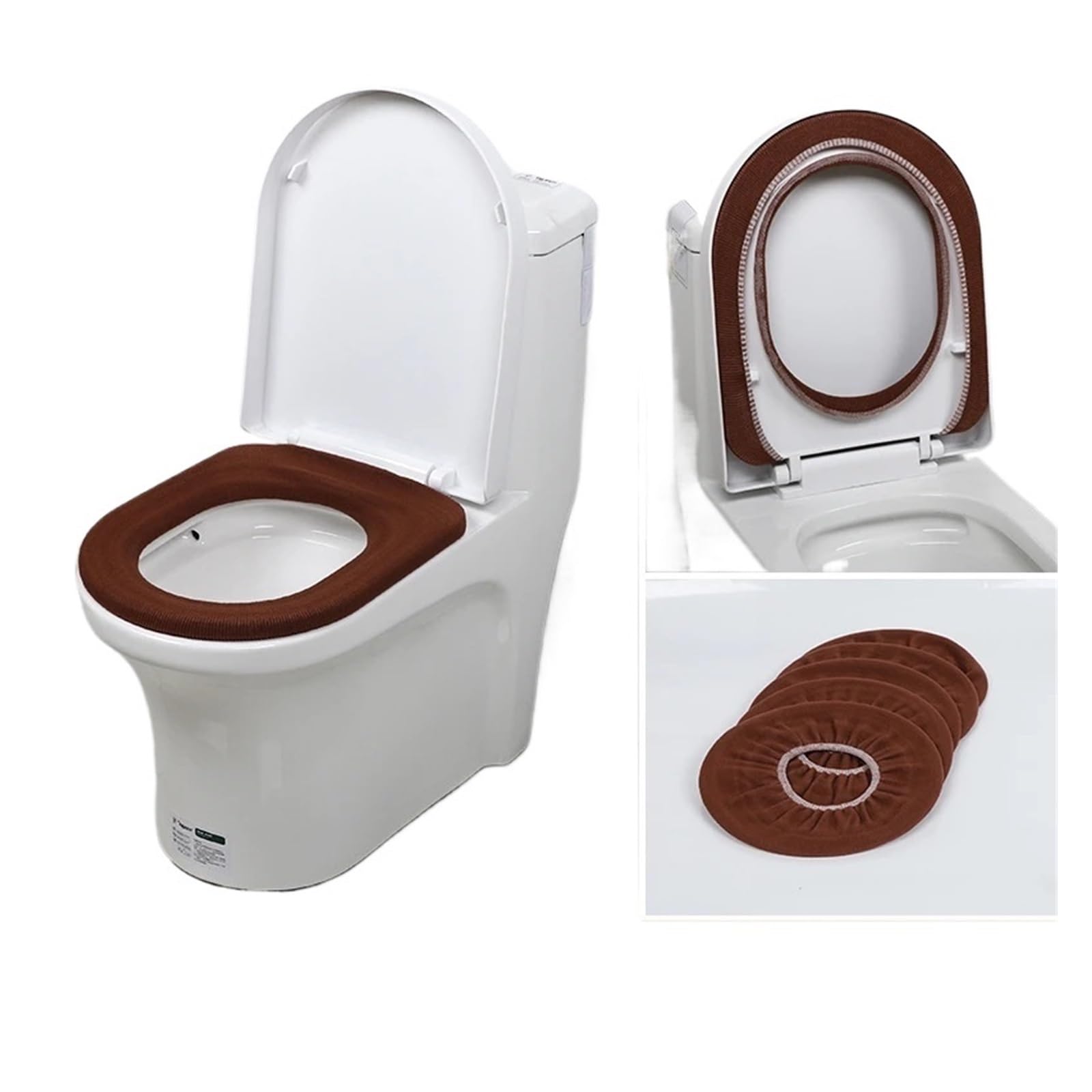 MZSKLW Padded Toilet Seat 3pcs Warm Soft Washable Toilet Seat Cover Mat for Home Decor Closestool Case Lid Accessories(Coffee)