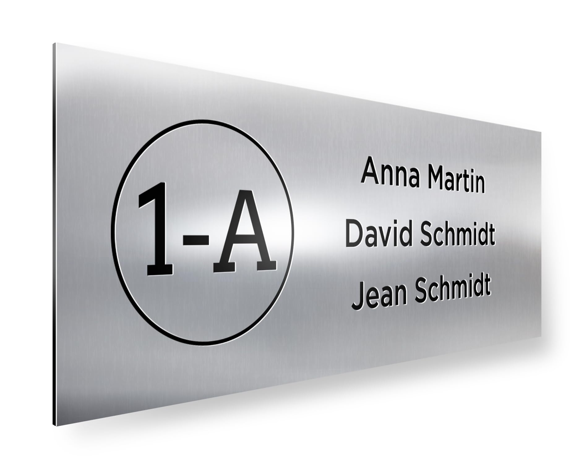 Panorama Engraved Letterbox Plaque 12.5 x 5 cm – Personalised – Metallic Aluminium Effect Plastic with Name and Number