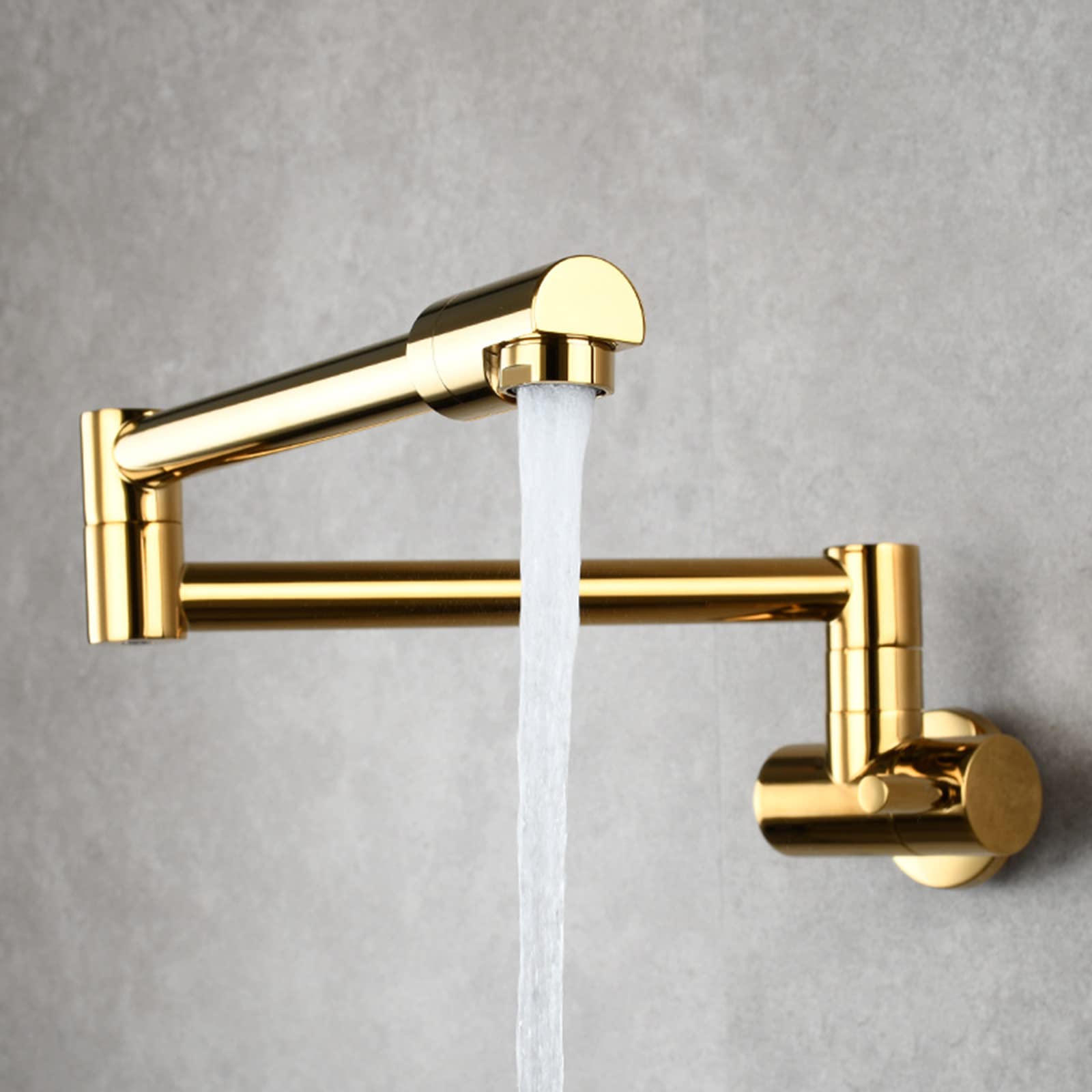 ZYCHSJXA Wall Mounted Kitchen Tap, Cold Water Tap Folding Swivel Brass Single Handle Sink