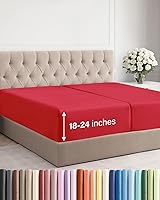 Vista 107 de Sábana bajera extra profunda tamaño Queen – Sábana bajera individual de lujo para hotel solamente – Se adapta fácilmente a colchones de 18 a 24