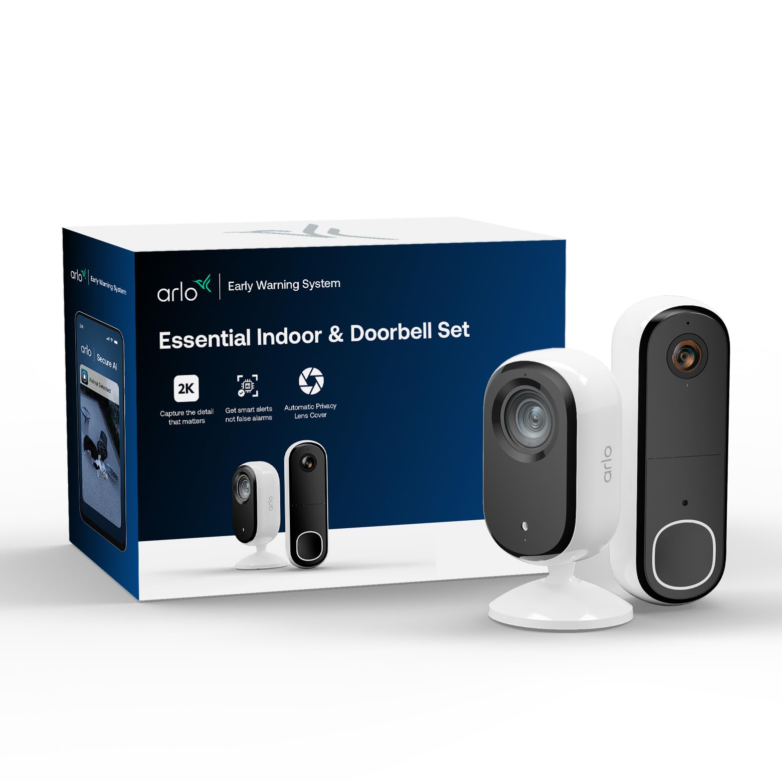 Caméra intérieure 2K WiFi Arlo Essential 3 Indoor avec sonnette connectée et vision nocturne
