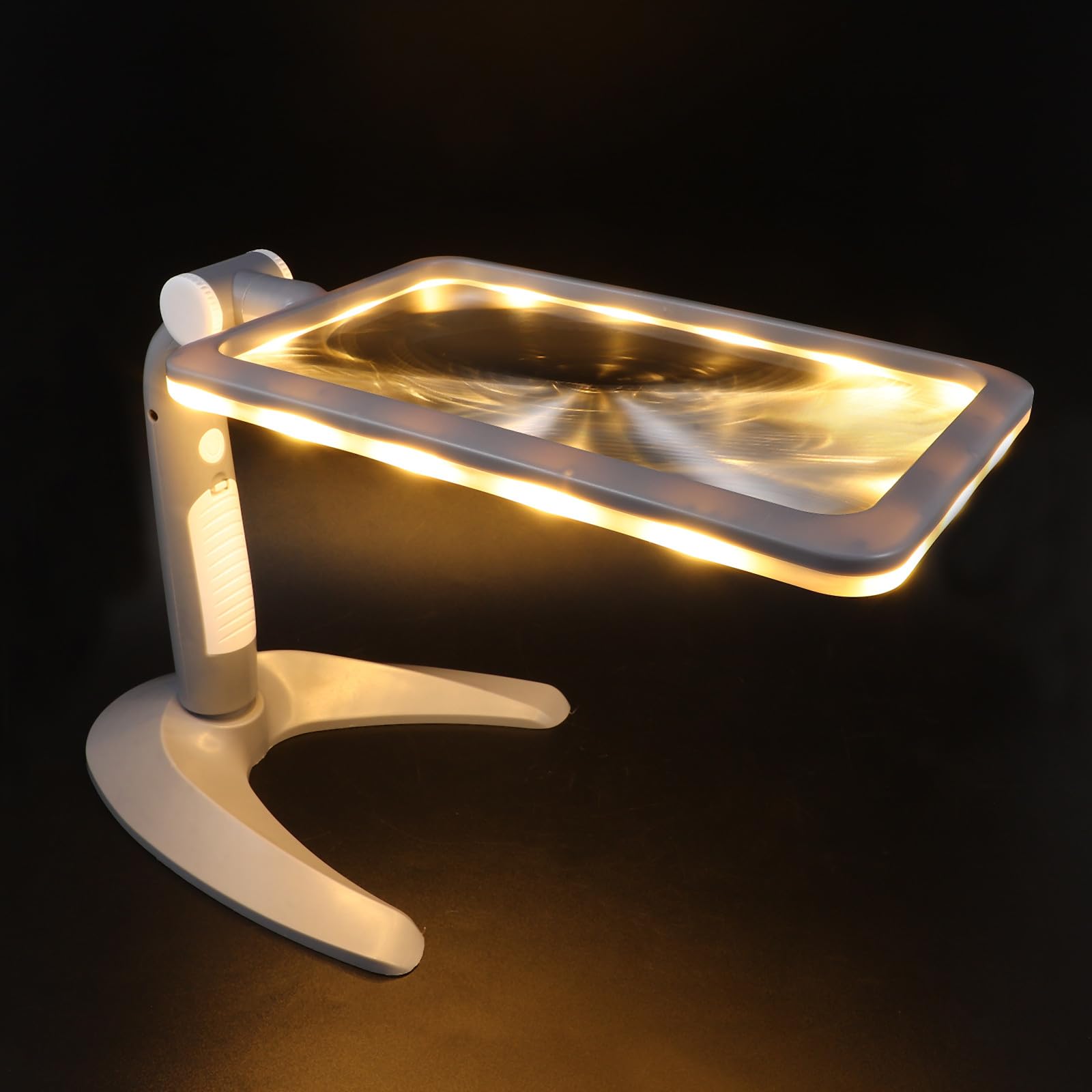 ABOOFAN Leselupe mit Beleuchtung 48 LED Handlupe zum Lesen mit 2,5 facher Vergrößerung Leicht und Tragbar aus Abs und Acryl Inklusive Ständer für Senioren und Zeichnen