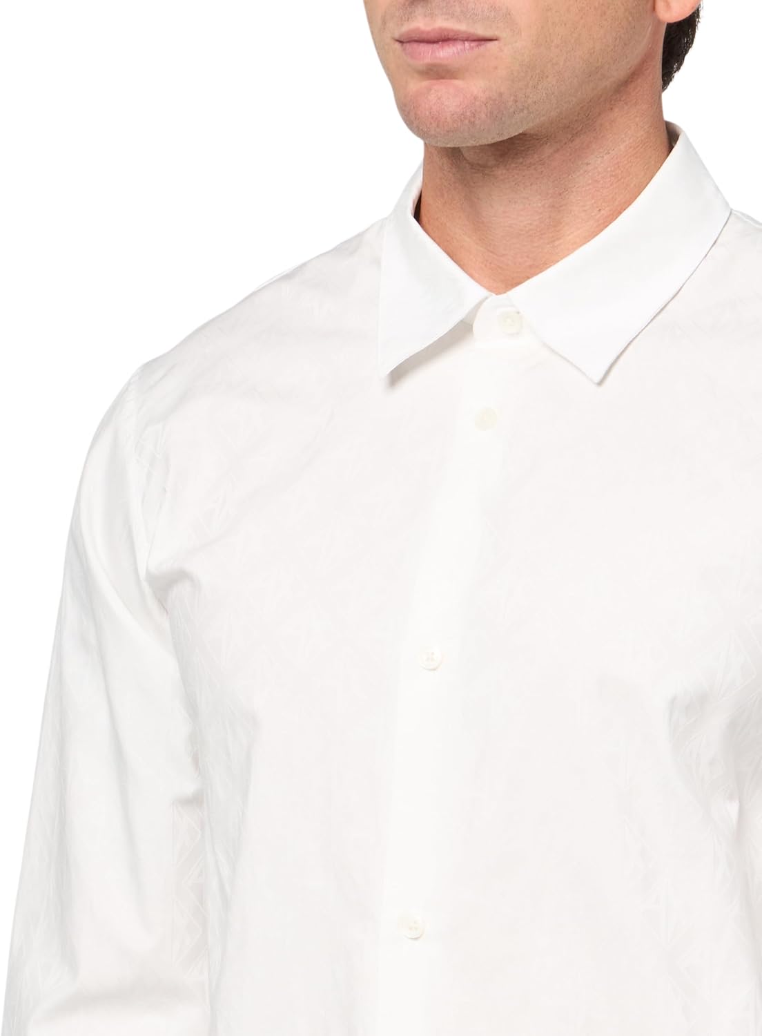 Armani Exchange Mens Long Sleeve Regular Fit All Over Logo Jacquard Shirt - Image 3