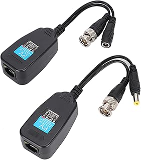 Jopwkuin 2 peças BNC Video Power Balun, 2 peças CCTV Video Balun ABS Plástico Anti-Ruído 2 peças Balun Vídeo passivo 2 peças Vídeo Balun Rj45 para conversor de cabo RJ45