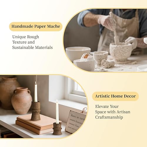 Miniatura 4 de Romadedi Portavelas de decoración bohemia portavelas cónicos de papel maché para sala de estar, decoraciones modernas, palillo de vela, mesa de