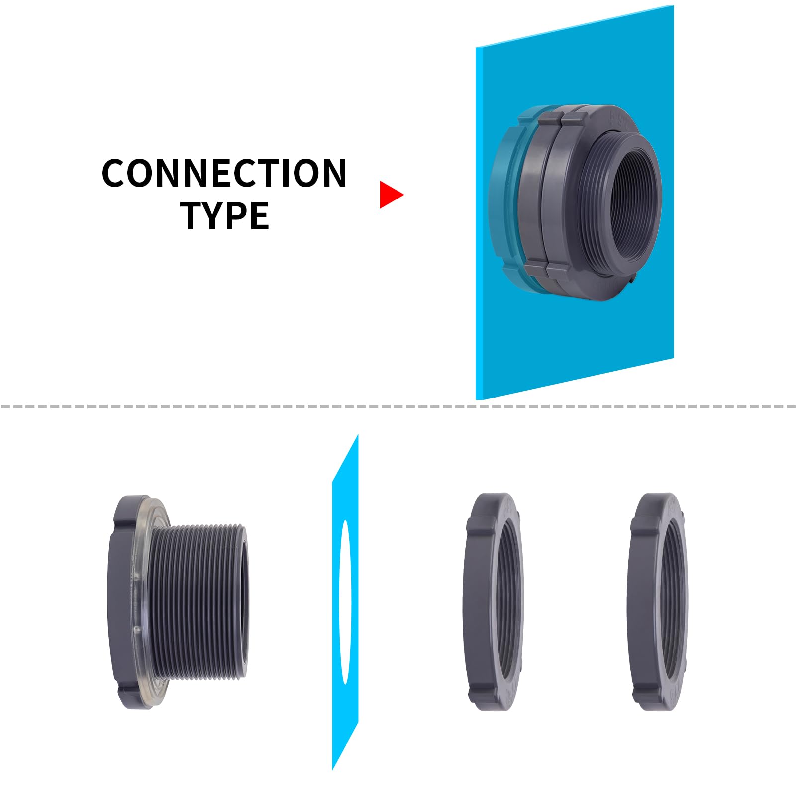 Snapklik.com : ChillWaves PVC Bulkhead Fitting 3" Double Thread ...