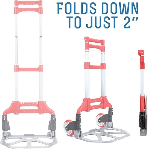 Miniatura 5 de Knack carretilla de mano de aluminio con capacidad de 160 libras, plegable a 2 pulgadas, Anaranjado