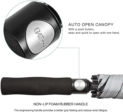 Miniatura 5 de G4Free - Paraguas de golf de gran tamaño con abertura automática, de 47, 54, 62, y 68pulgadas, extragrande, toldo doble ventilado, resistente al