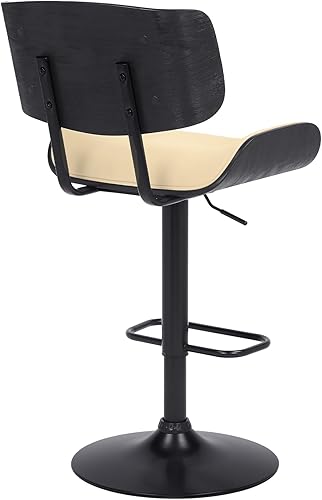 Miniatura 6 de Armen Living Brooklyn Taburete giratorio ajustable de piel sintética y madera negra con base negra