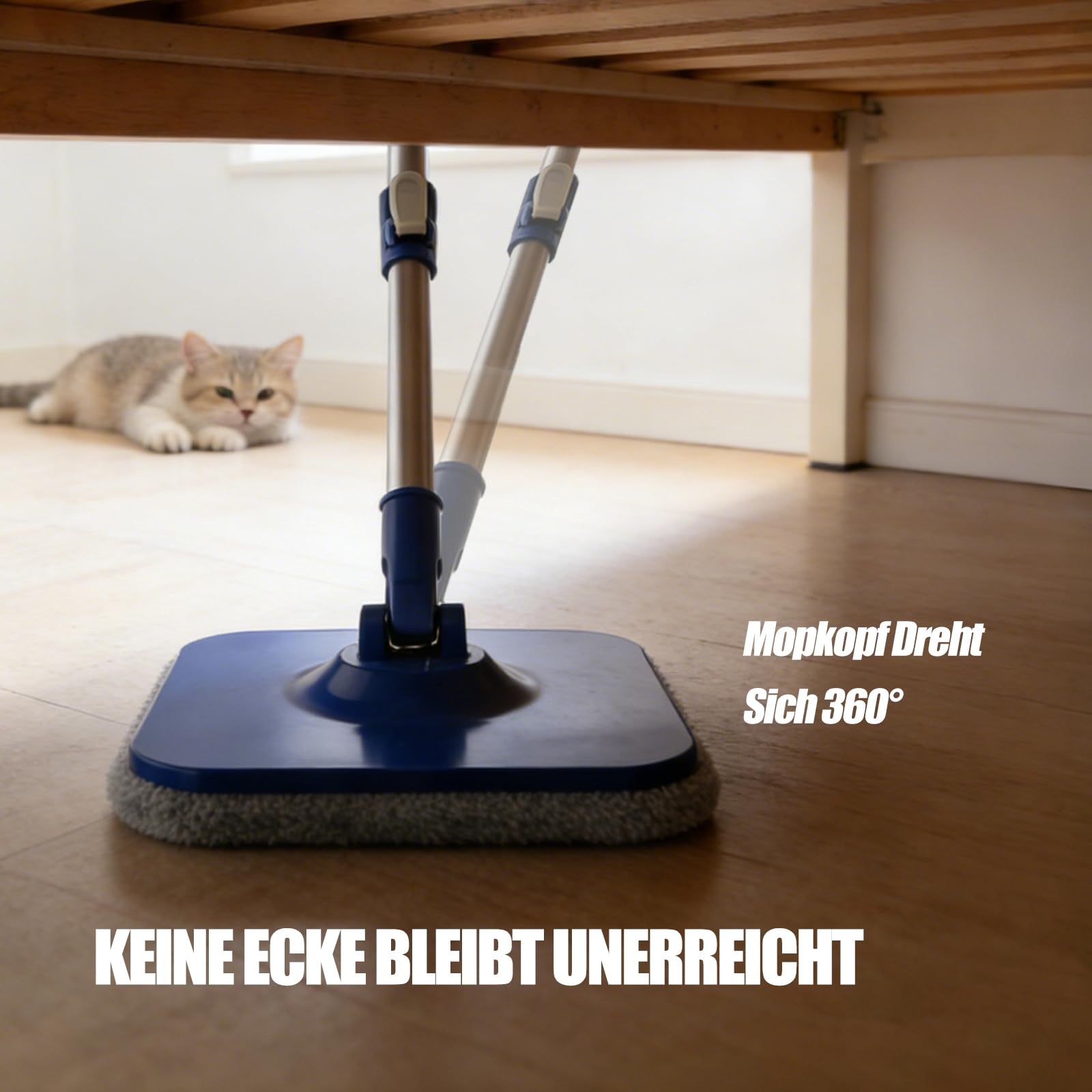 W&H Wischmopp Set mit Eimer,2-Kammer-System mit Auswringfunktion, Trennung von Frisch und Schmutzwasser,Bodenwischer mit 2 Mikrofaserbezügen für alle Bodenarten