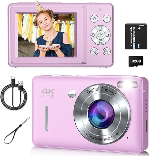 Cámara digital, cámara compacta de 44 MP, cámaras digitales FHD 1080P para apuntar y disparar con zoom de 16X, detección facial, captura de