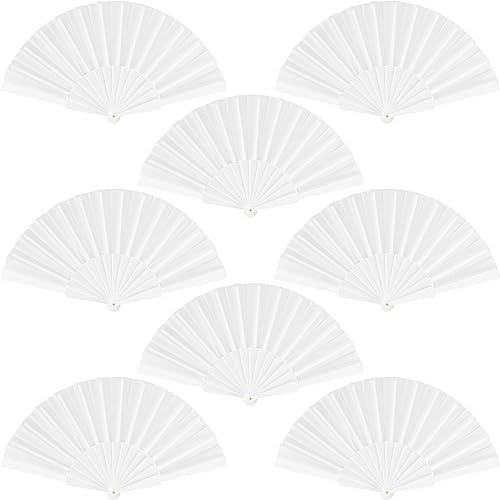 durony Abanicos chinos de tela de nailon con mango de plástico, abanicos plegables decorativos para fiestas, regalos de boda, decoración del hogar,