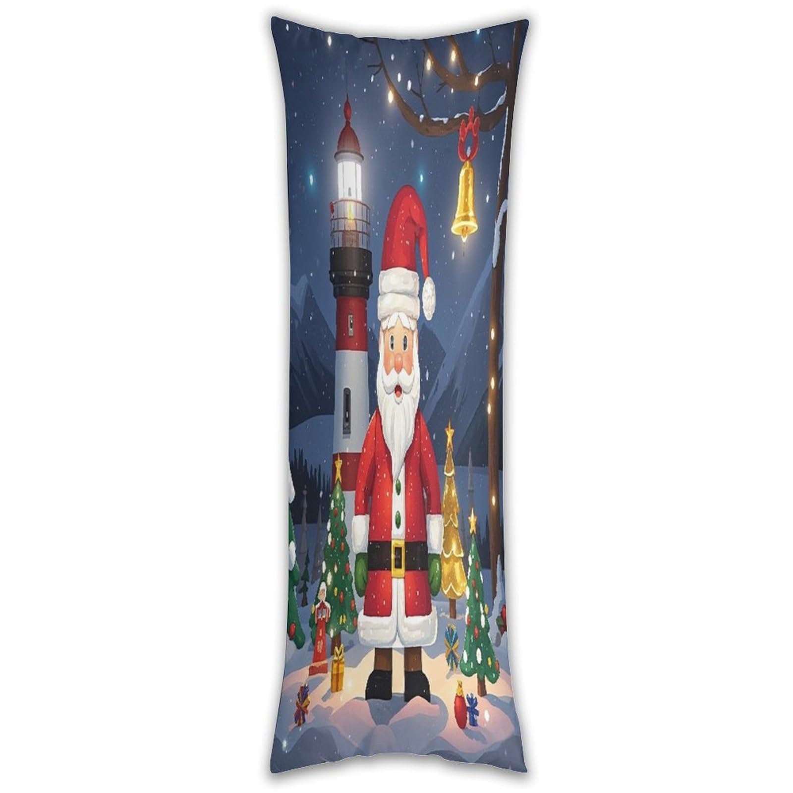 Lighthouse Santa Long Pillow Case with Zipper Ultra Soft Microfiber Long Pillow Cover Breathable Body Pillow Protector Soft Wrinkle Pillowcase for Bed Sofa Bedroom 53 X 19 in